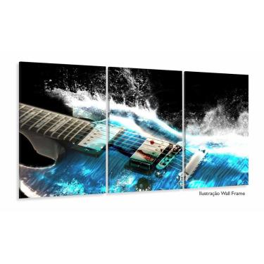 Imagem de Quadro Decorativo Guitarra 3 partes 120x60 em tecido