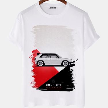 Imagem de Camiseta masculina Golf Gti Body kit Carro Volkswagen Camisa Blusa Branca Estampada