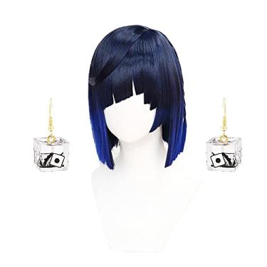 Imagem de Adereços de cosplay de peruca Genshin Impact Yelan e brincos de dados Dado das Profundezas Claras