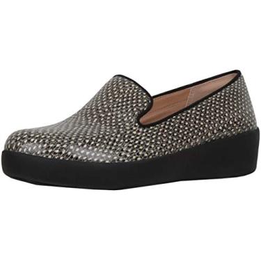 Imagem de Mocassim feminino FitFlop Audrey com bolinhas de couro de cobra, Natural Snake, 5