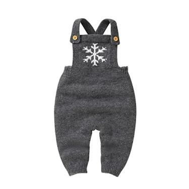 Imagem de Macaquinho de malha de algodão para bebês recém-nascidos sem mangas menino menina moletom de neve roupas para bebês meninas grandes (cinza, 0-3 meses)