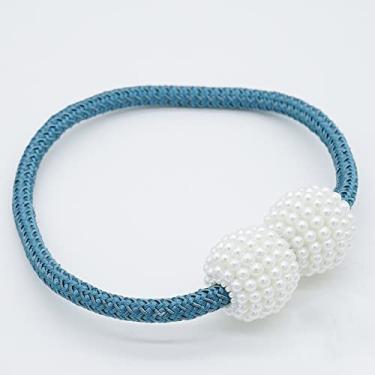 Imagem de Suporte de cortina de gravata magnética prendedor de fivela clipe haste de cortina para decoração de casa acessórios decorativos, pérola, azul, 1 peça