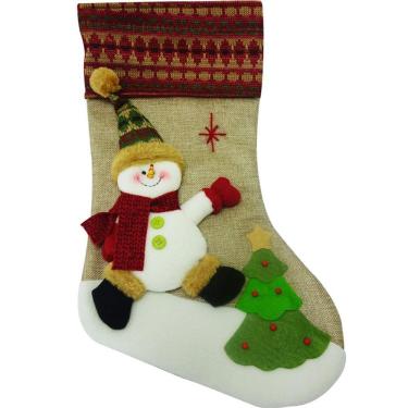 Imagem de Bota Natalina Papai Noel Com Boneco De Neve 50Cm - Niazitex