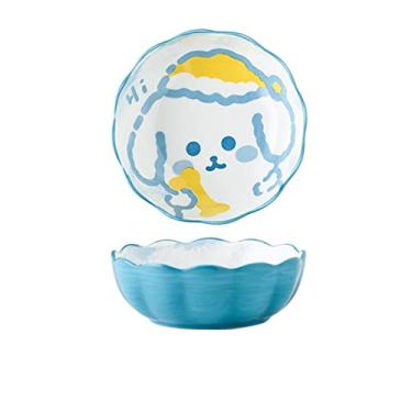 Imagem de Placa de cerâmica padrão de desenho animado tigela de salada em forma redonda panela de arroz assado prato de jantar pratos de sobremesa de café da manhã doméstico (cor: C)