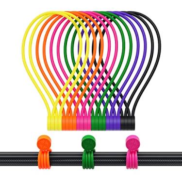 Imagem de Laços magnéticos reutilizáveis, ímãs de geladeira de silicone, alças de cabo com ímã forte para embalagem e organização, clipes de marcador, cordão para casa, escritório, escola ou apenas para diversão, 12 Pack