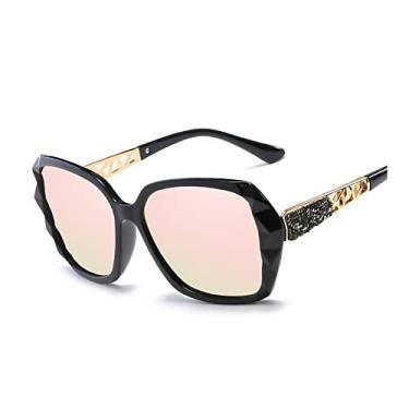 Imagem de Óculos de sol feminino Bestgift polarizador, proteção UV, armação preta, ouro rosa, Moldura preta, ouro rosa
