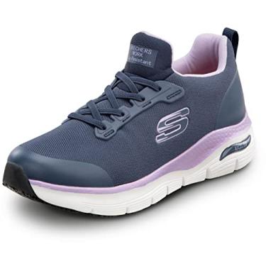 Imagem de Skechers Arch Fit Work Leslie, Women's, Navy, Alloy Toe, Slip Resistant Low Athletic Work Shoe (8.5 M)