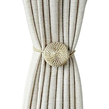 Imagem de Ímã de amarração de cortina estilo simples clipe por tendão laços de corda para trás retenções de corda de tecido para suporte de cortina de janela, amarrações bege