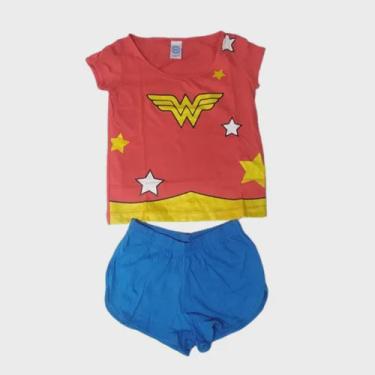 Imagem de Mulher maravilha - pijama/conjunto fantasia kids camiseta manga curta E shorts - CT01 - get baby