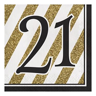 Imagem de Creative Converting, Guardanapos de almoço de papel preto e dourado com 16 unidades, 21, tamanho único (317538)