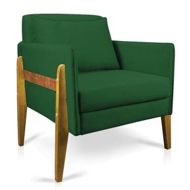 Imagem de Poltrona Lana Suede Base De Madeira - D`Rossi Verde