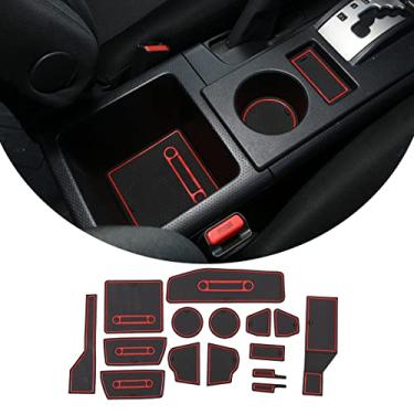 Imagem de Fgtagtal Apto para Toyota FJ Cruiser 2007-2021 Acessórios de revestimento, tapete de copo organizador de console central, tapete de armazenamento de porta interna antiderrapante à prova de poeira, 15 peças