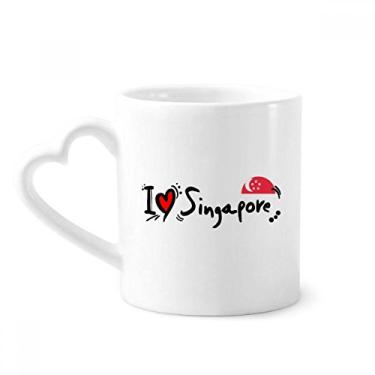 Imagem de I Love Singapore Word Flag Love Heart Illustration Mug Coffee Ceramic Drinkware Glass Heart Cup
