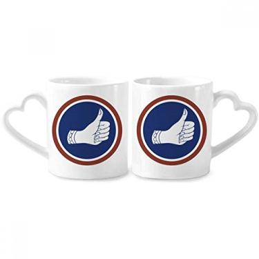 Imagem de Conjunto de canecas de porcelana Reino da Tailândia Bangkok Thumb Good Couple Ceramic Lover Cup Heart Handle