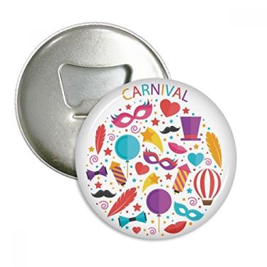 Imagem de Máscara de laço, balão carnaval do Brasil, abridor de garrafas com ímã de geladeira, emblema multifuncional
