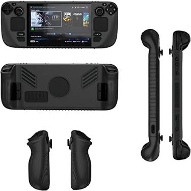 Imagem de Capa protetora de silicone antiderrapante à prova de choque para console de jogos para Steam Deck (Preto)
