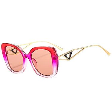Imagem de Óculos de sol vintage olho de gato moda feminina design de luxo coração decoração óculos de sol lindos óculos coloridos uv400 óculos, c6 vermelho roxo, tamanho único