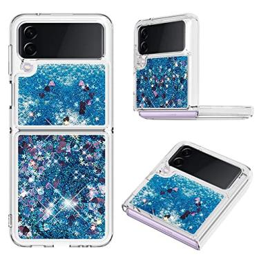 Imagem de Capa de areia movediça de luxo Bling para Samsung Z Flip 3 4 Silicone Glitter para Samsung Galaxy Z Flip 3 4 Flip3 Z flip4 Capa à prova de choque, azul, para Samsung Z Flip 4