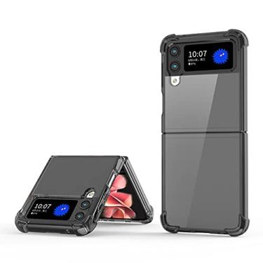 Imagem de Air-Bag Transparente TPU Fold Case para Samsung Galaxy Z Filp 4 3 5G Capa Fina Silicone Protect Phone Shell Soft Bumper, Preto, para Galaxy Z Flip 4