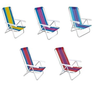 Imagem de Cadeira de Praia Reclinável 4 Posições Alumínio Mor 002103