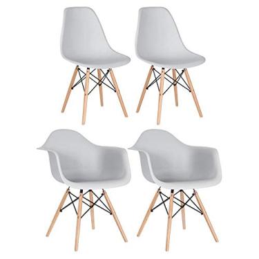 Imagem de Loft7, Conjunto 2 x cadeiras Eames DAW com braços + 2 cadeiras Eiffel DSW - Cinza claro