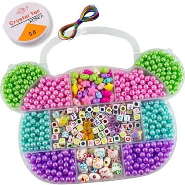 Imagem de Kit Miçangas Infantil Maleta P/Montar Pulseiras Coloridas Ursinho