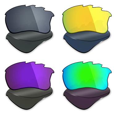 Imagem de 4 pares de lentes polarizadas de substituição Mryok para óculos de sol Oakley Flak Jacket XLJ ventilados – Preto IR/24K ouro/roxo plasma/verde esmeralda