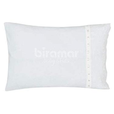 Imagem de Biramar Baby Fronha Malha Para Bebê 100% Algodão Bordado Inglês Branco Branco