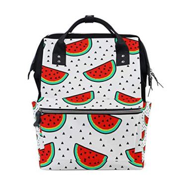 Imagem de ColourLife Mochila para fraldas, fatias de melancia com sementes, branca, casual, bolsa de fraldas multifuncional