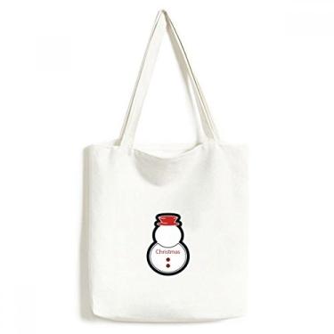 Imagem de Bolsa de lona de Natal com ícone de boneco de neve e bolsa de compras casual