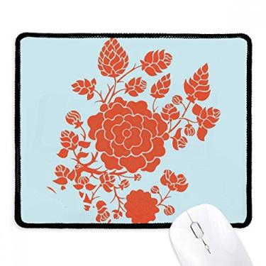 Imagem de Mousepad com padrão de rosas de flor vermelha tapete de borracha para jogos