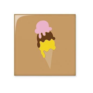 Imagem de Azulejo de cerâmica brilhante rosa marrom amarelo doce sorvete pedra adornada tijolo vitrificado