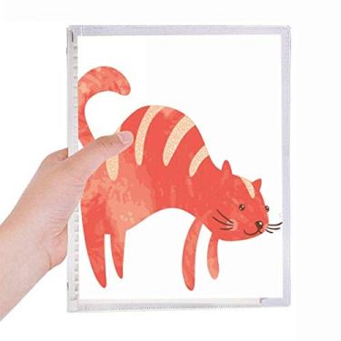Imagem de Caderno de aquarela com desenho de gato gordo vermelho sorrindo e folhas soltas diário recarregável