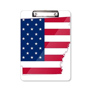 Imagem de Mapa da América do Arkansas com estrelas e formato de bandeira em forma de prancheta pasta, bloco de escrita A4
