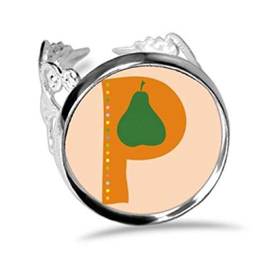 Imagem de DIYthinker P Alfabeto Pera Fruit Lindo Padrão Anel Ajustável Amor Casamento Noivado