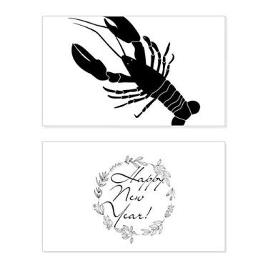 Imagem de Black Shrimp Marine Life Ilustration Festival Ano Novo Cartão de felicitações Bless Message Present