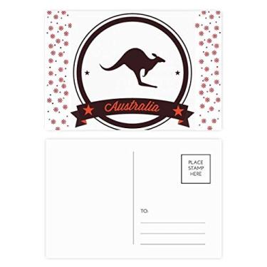 Imagem de Ilustração de Emblema Canguru Sabor Austrália Natal Flor Celebração Cartão Postal Cartão Bênção