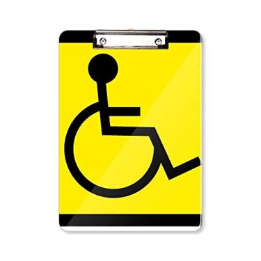 Imagem de Símbolo de aviso amarelo preto desabilitado pasta quadrada prancheta placa de apoio A4