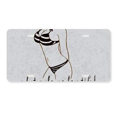 Imagem de DIYthinker Ilustração de beleza de biquíni preto placa de licença decoração de carro acessório de aço inoxidável