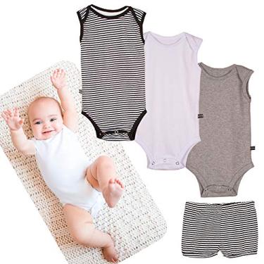 Imagem de Kit body bebê regata algodão + short unissex conforto estilo 4 peças (24 meses)
