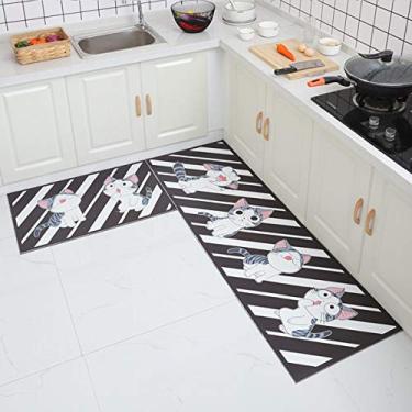 Imagem de Jun Jiale Tapete de cozinha de qualidade premium, tapete antiderrapante de borracha durável, tapete lavável (50,8 x 150,8 cm) Peixe Naughty