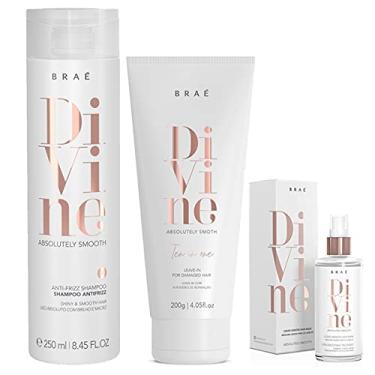 Imagem de kit Braé Divine Anti Frizz Shampoo + Máscara Líquida 60ml + Leave-In 10 em 1-200g
