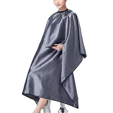Imagem de Avental de tecido elástico para cabeleireiro OLizee com corte de cabelo à prova d'água para salão de beleza 144,78 x 160 cm, (cinza)