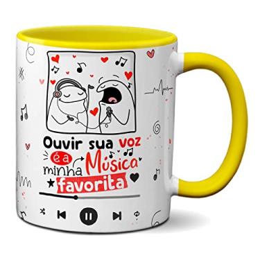 Imagem de Caneca Flork Fofos Ouvir Sua Voz É Minha Música Favorita (Amarela)