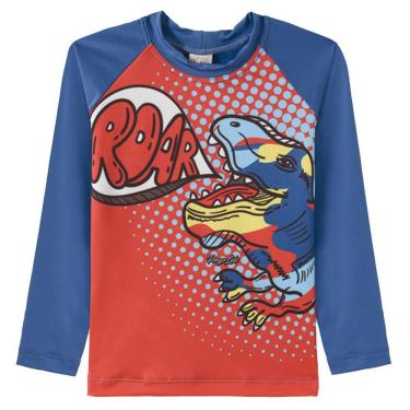 Imagem de Camiseta Praia Infantil Dino Roar Azul Pingo Lelê