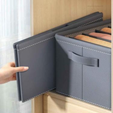 Imagem de FM FARMEL Caixa Organizadora Retangular de Roupas 7 Divisórias Cinza 44 cm x 30 cm x 20 cm