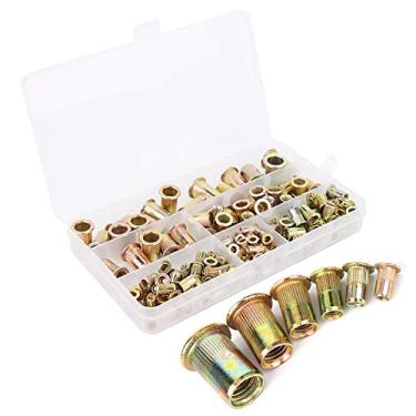 Imagem de Conjunto de Porca de Rebite, 150 Peças de Fixadores de Porca de Rebite M3 M4 M5 M6 M8 M10 Porca de Inserção de Zinco Colorido, Alicates