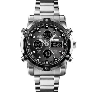 Imagem de Relógio Masculino Skm 1389 Á Prova D'água 30m Digital Esportivo Luxo Prata