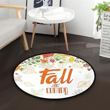 Imagem de Tapete redondo de 3 pés outono folhas laranjas outono chegando tapete redondo para cozinha escritório para tapete de porta entrada quartos lavanderia decoração de 3 pés