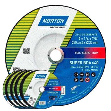 Imagem de Disco de Desbaste 9 Pol Furado 7/8 Pol 10 Unidades NORTON